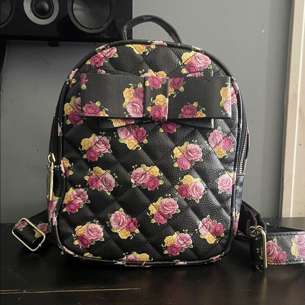 Betsey Johnson Floral Quilted Backpack